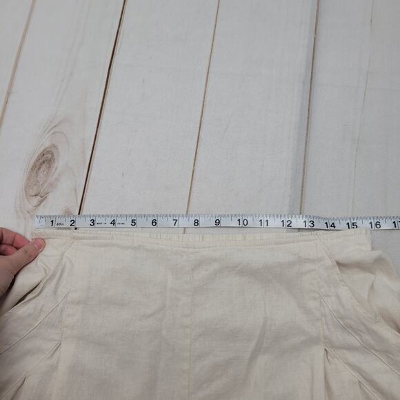 Flint and Moss linen high rise wide leg cream pants lagenlook - Picture 6 of 10